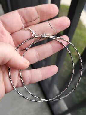 Handmade Sterling Silver 925 Western Twisted Statement Hoop Earrings